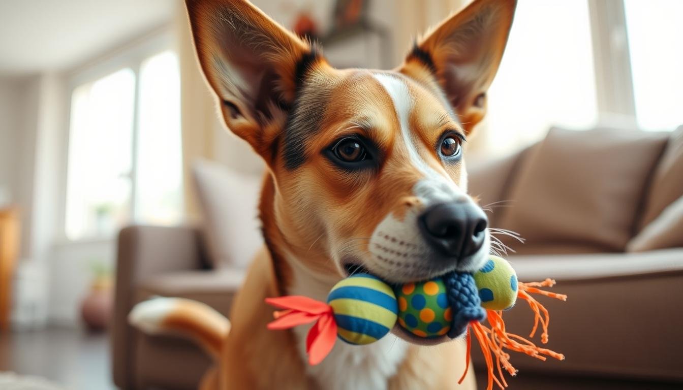 why is my female dog whining and carrying a toy